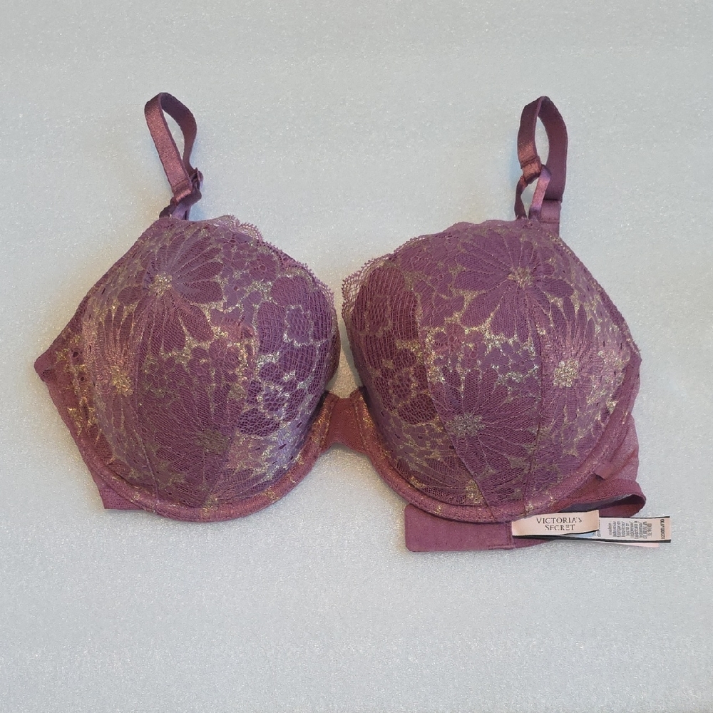 Victoria's Secret NWOT Plum Lace Bra 32F